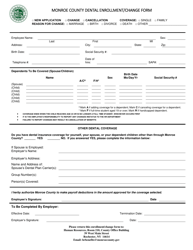 Document preview: Dental Enrollment/Change Form - Monroe County, New York