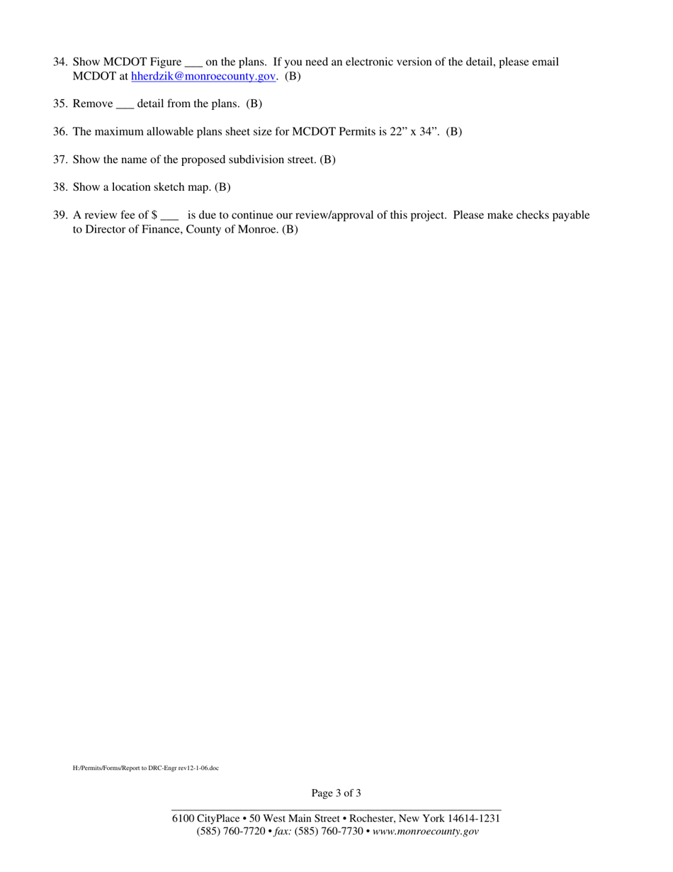 Report to Development Review Committee and / or Engineer - Monroe County, New York, Page 3