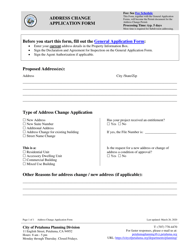 Address Change Application Form - City of Petaluma, California