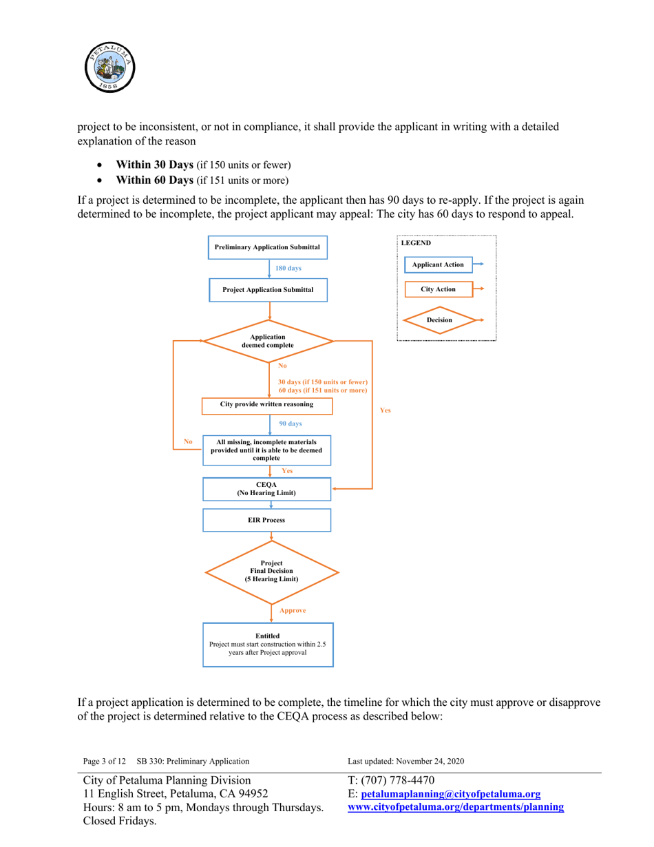 Sb-330 Preliminary Application - City of Petaluma, California, Page 3