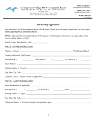 Pre-existing Certificate of Occupancy Application and Checklist - Incorporated Village of Westhampton Beach, New York, Page 2