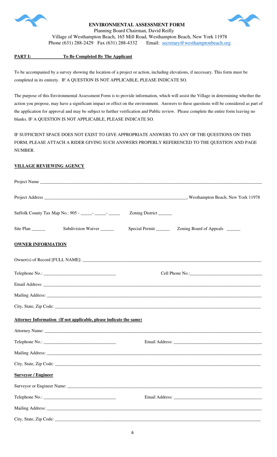 Planning Board Application - Village of Westhampton Beach, New York, Page 6