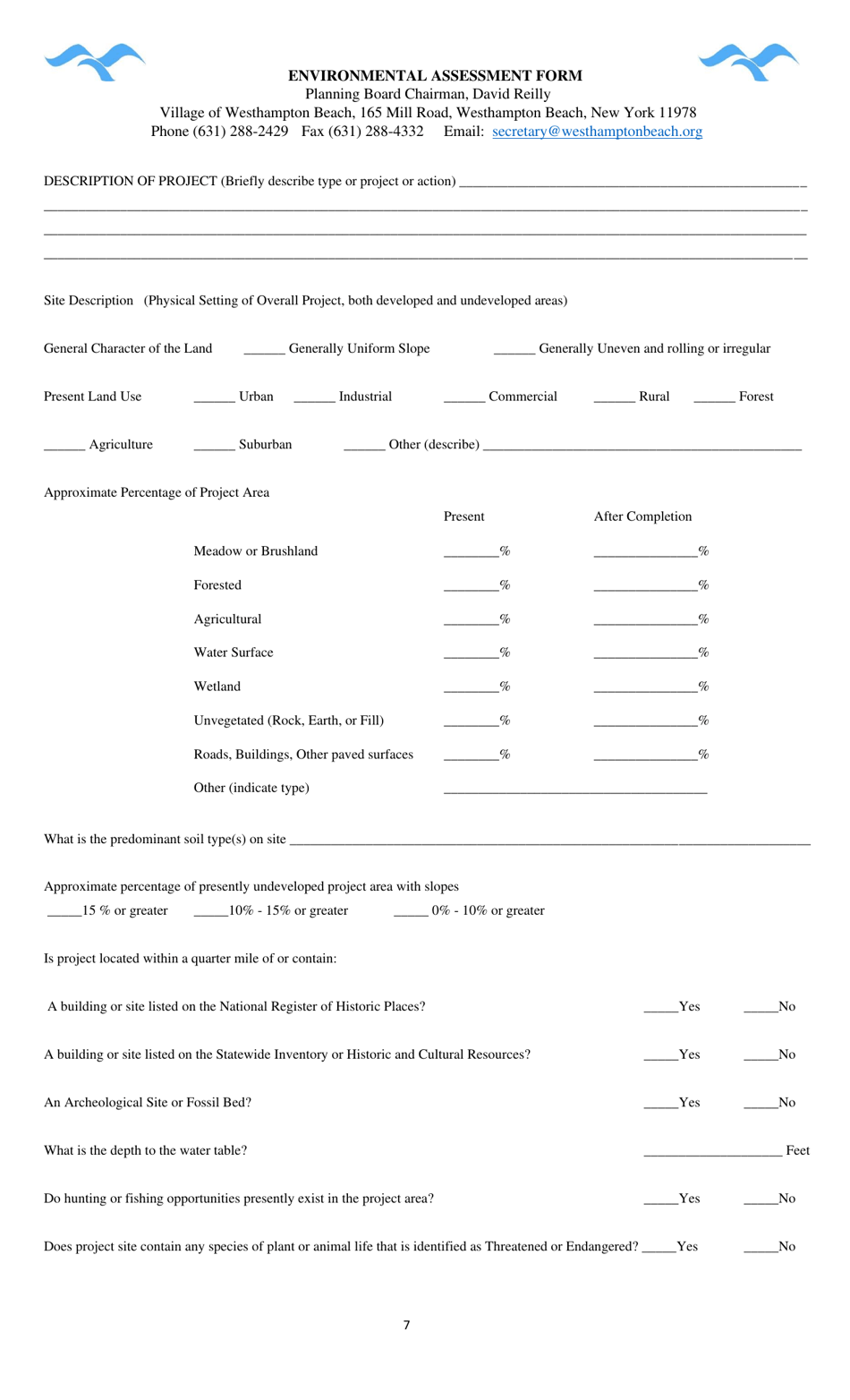 Planning Board Application - Village of Westhampton Beach, New York, Page 7