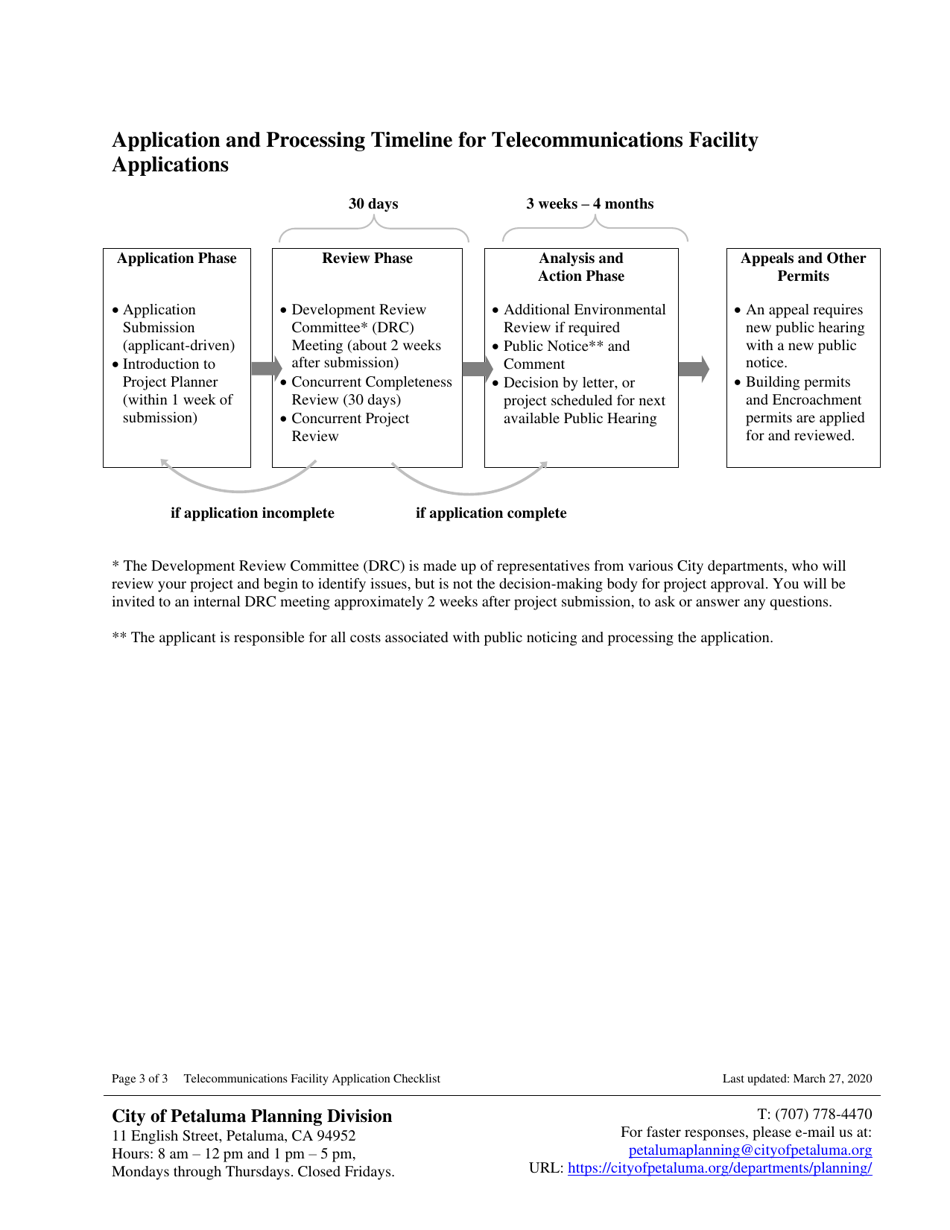 Telecommunications Facility Application Checklist - City of Petaluma, California, Page 3