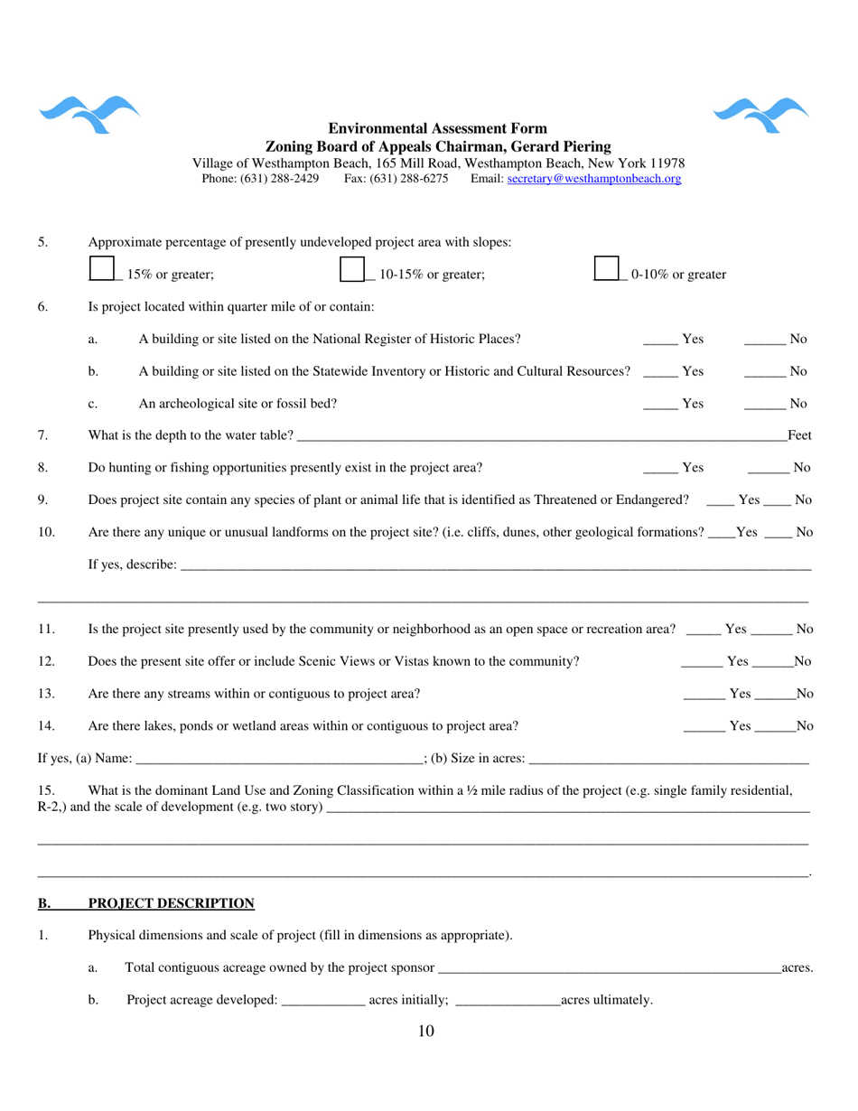 Zoning Board of Appeals Application - Village of Westhampton Beach, New York, Page 10