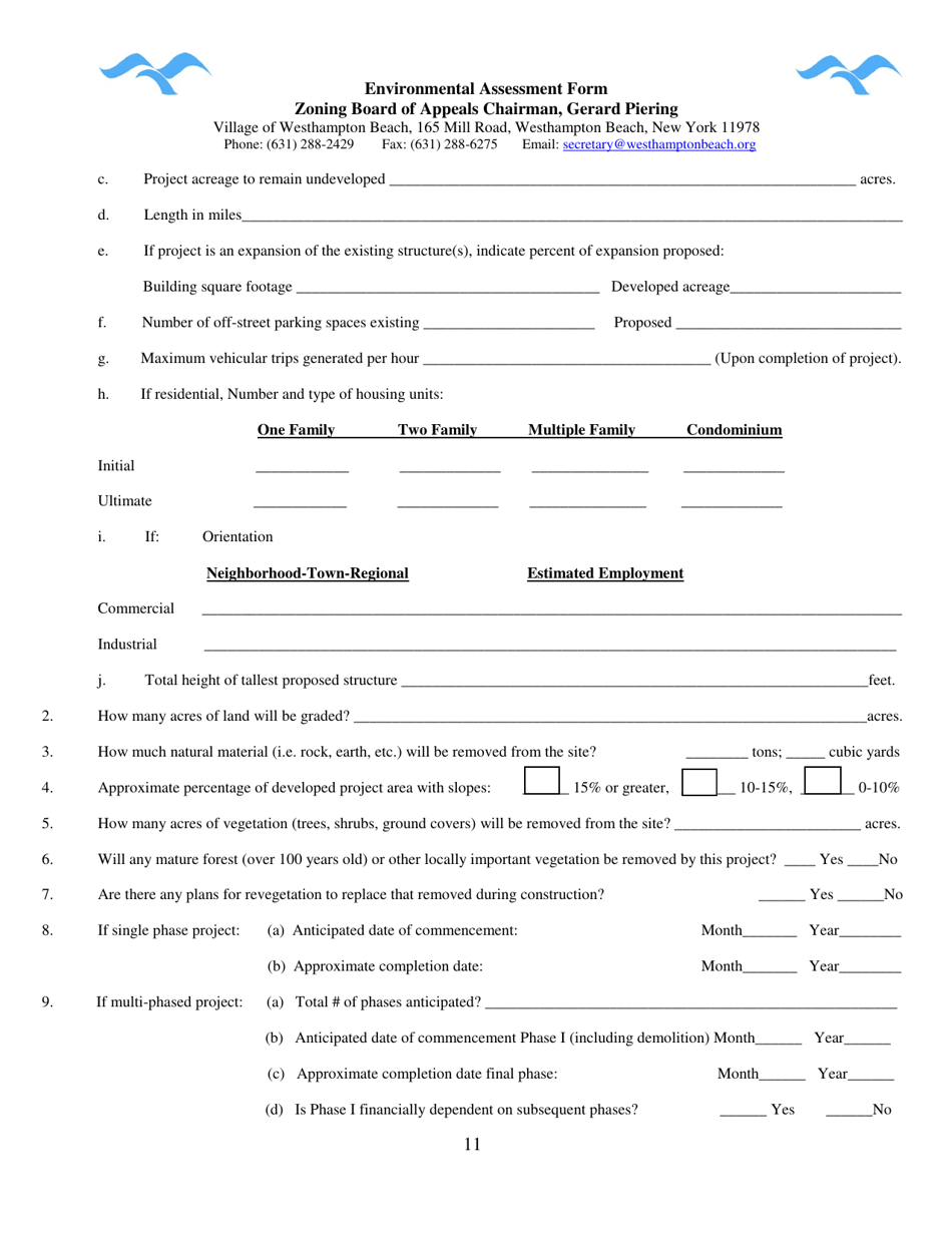 Zoning Board of Appeals Application - Village of Westhampton Beach, New York, Page 11