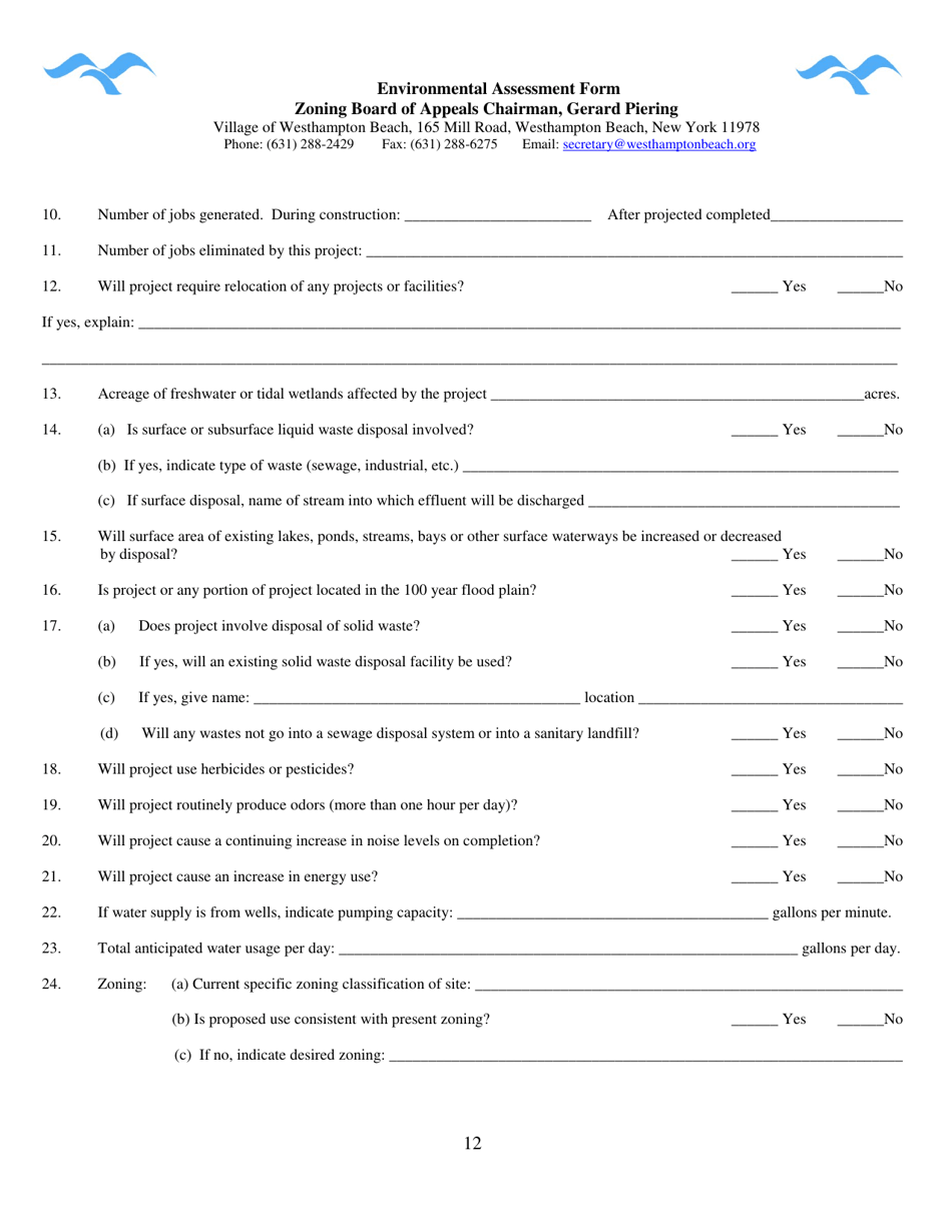 Zoning Board of Appeals Application - Village of Westhampton Beach, New York, Page 12