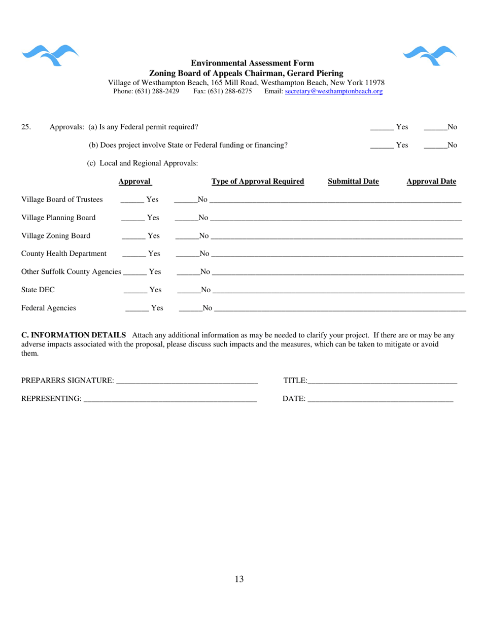 Zoning Board of Appeals Application - Village of Westhampton Beach, New York, Page 13