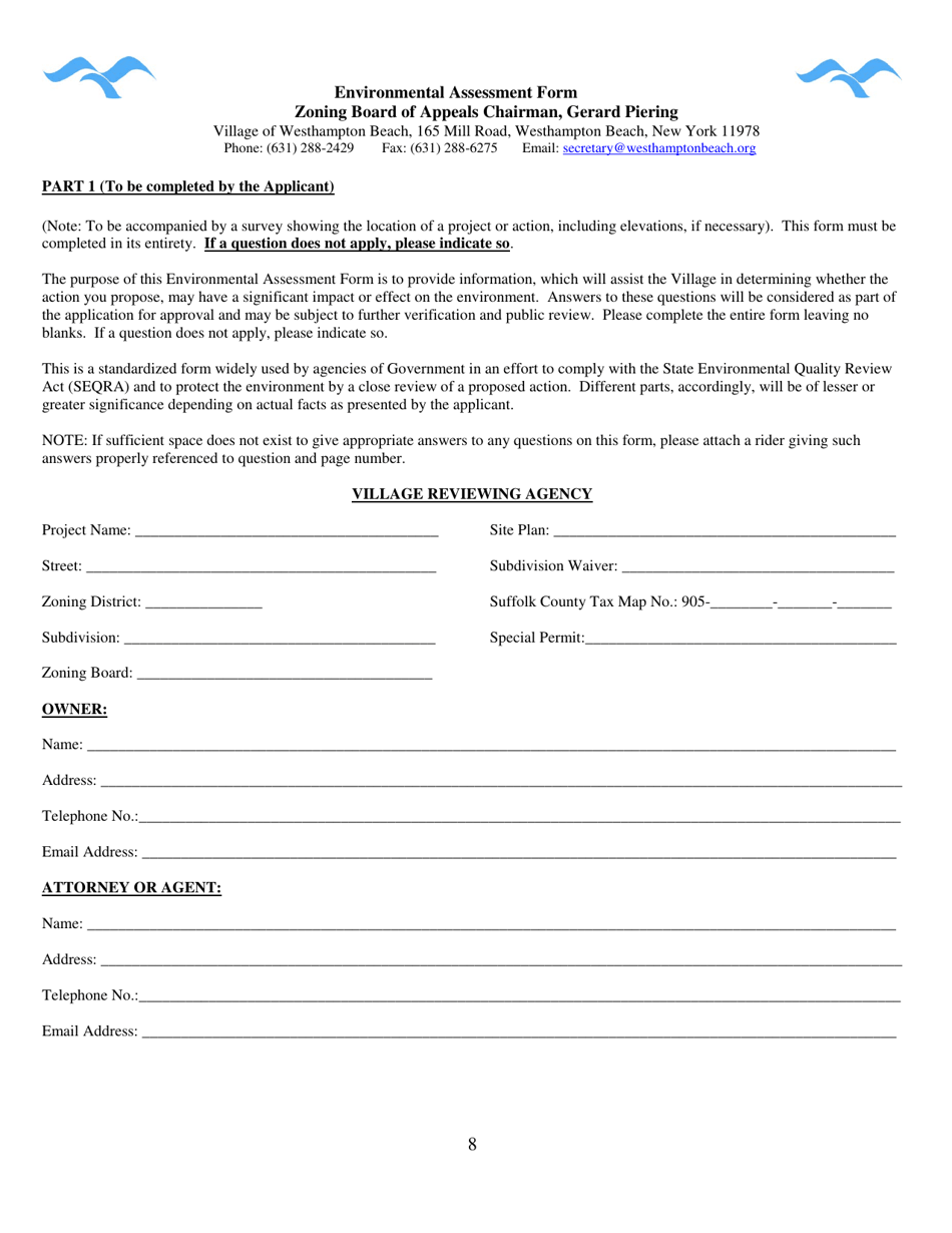 Zoning Board of Appeals Application - Village of Westhampton Beach, New York, Page 8