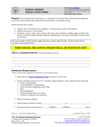 Document preview: Zoning Permit Application Form - City of Petaluma, California