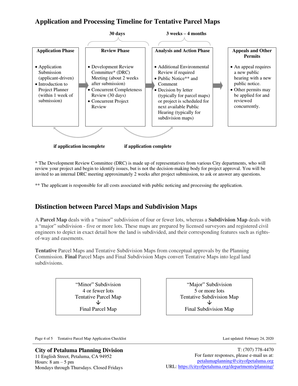 Tentative Parcel or Subdivision Map Application Checklist - City of Petaluma, California, Page 4