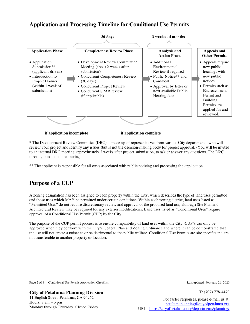City of Petaluma, California Conditional Use Permit Application ...