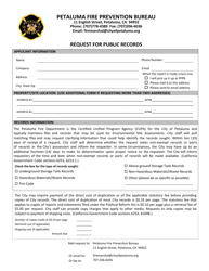 Document preview: Request for Public Records - City of Petaluma, California