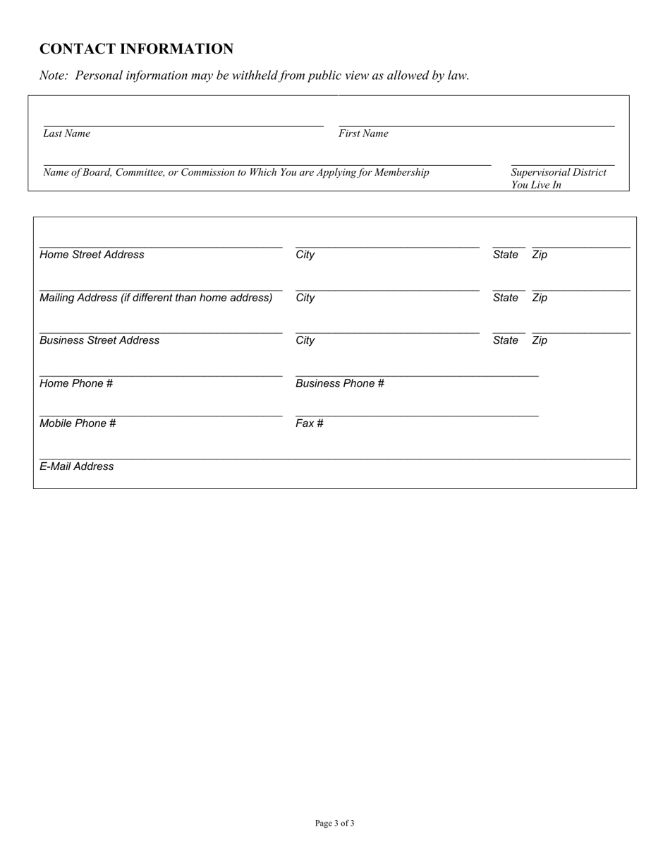 Application for County of San Diego Board, Commission, or Committee - County of San Diego, California, Page 3