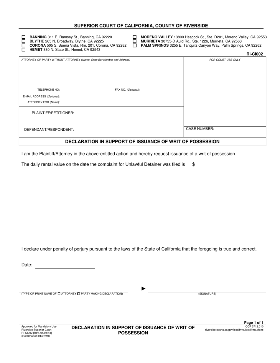 Form Ri-ci002 - Fill Out, Sign Online And Download Fillable Pdf, County 