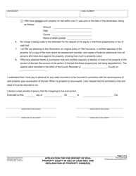 Form RI-CR032 Application for the Deposit of Real Property Equity in Lieu of Cash Bail and Declaration of Property Owner(S) - County of Riverside, California, Page 2