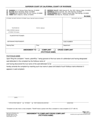 Document preview: Form RI-CI035 Amendment to Complaint or Cross Complaint (Fictitious Name) - County of Riverside, California