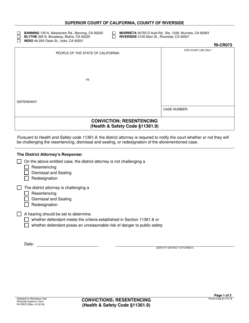 Form Ri Cr073 Fill Out Sign Online And Download Fillable Pdf County Of Riverside California 1277