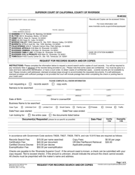 Form RI-MC002 &quot;Request for Records Search and/or Copies&quot; - County of Riverside, California