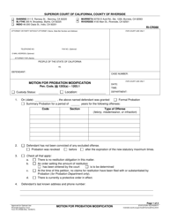 Form RI-CR088 Motion for Probation Modification - County of Riverside, California