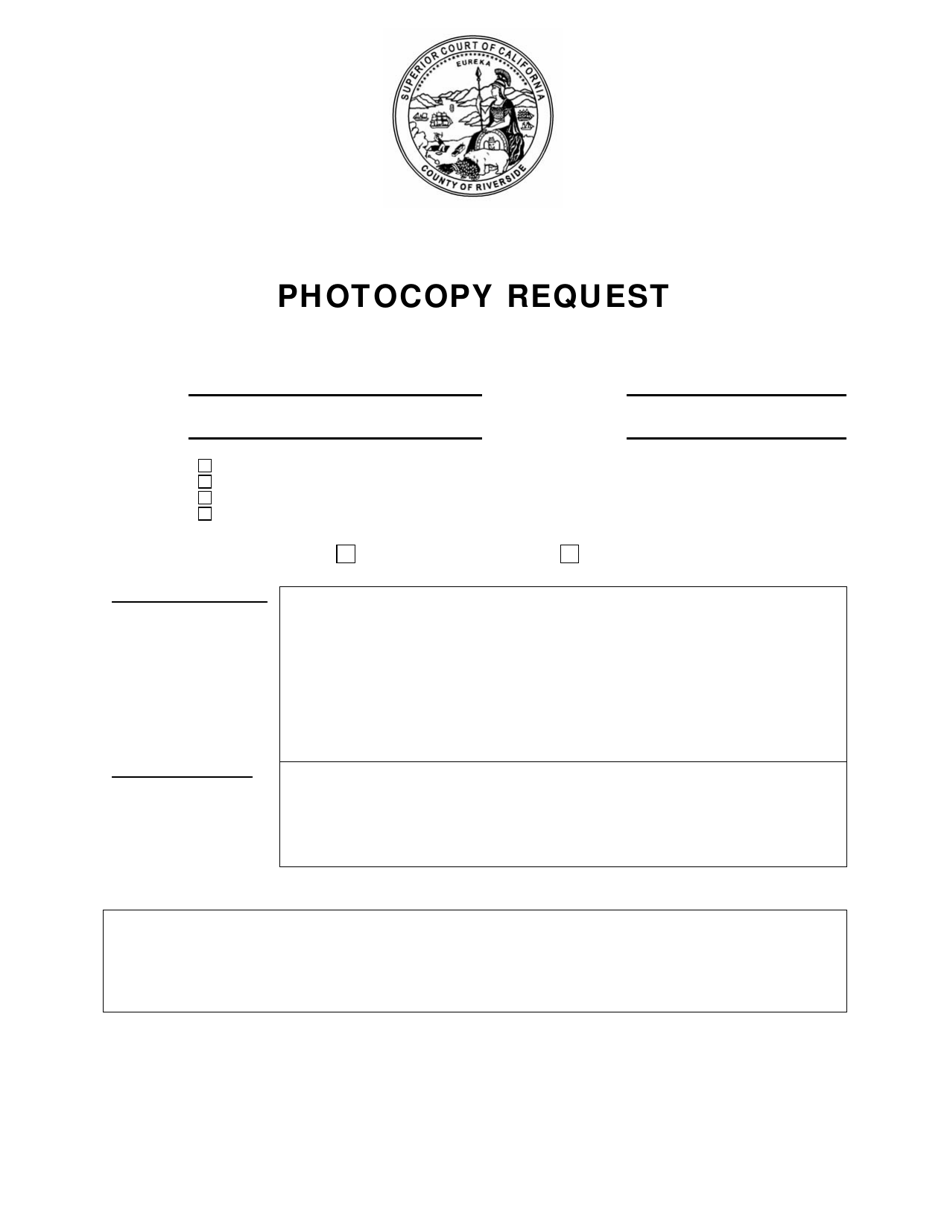 Form RI-CR006 Photocopy Request - County of Riveriside, California, Page 1