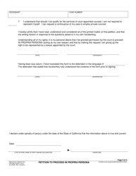 Form RI-OTS08 Petition to Proceed in Propria Persona - County of Riverside, California, Page 2