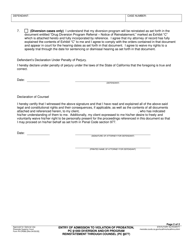 Form RI-CR080 Entry of Admission to Violation of Probation, Pc 1000 Diversion and/or Program Reinstatement Through Counsel (Pc 977) - County of Riverside, California, Page 2