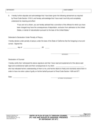 Form RI-CR055 Entry of Plea of Guilty Through Counsel (Pc 1429) and Waiver of Personal Presence by Defendant (Pc 977) - County of Riverside, California, Page 2