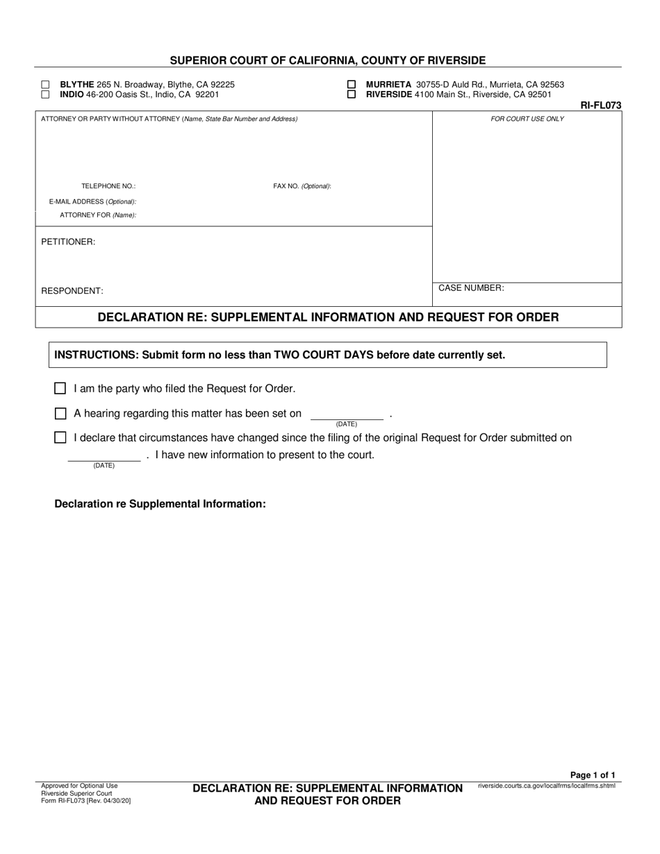 Form Ri-fl073 - Fill Out, Sign Online And Download Fillable Pdf, County 