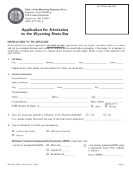 Application for Admission to the Wyoming State Bar - Wyoming