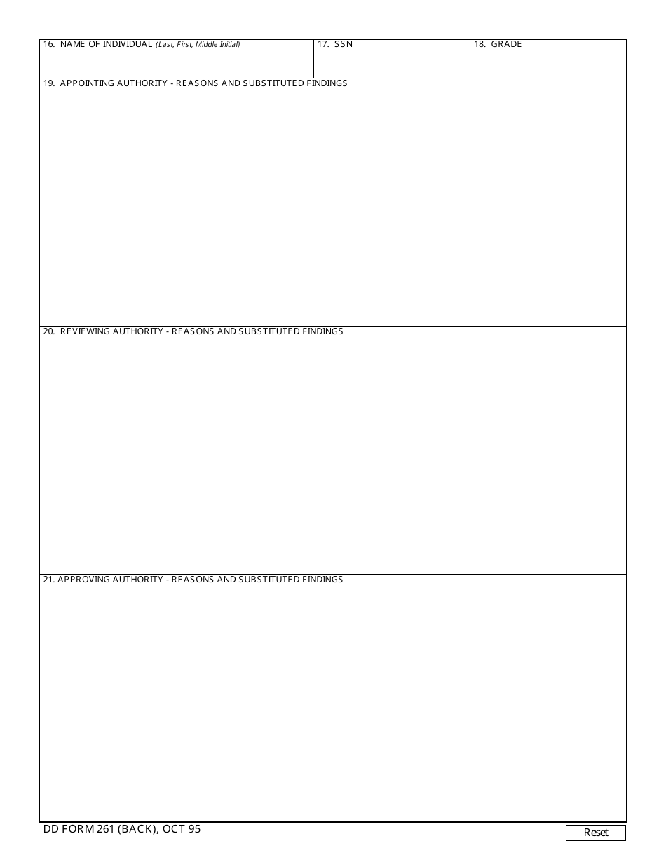 DD Form 261 Fill Out Sign Online And Download Fillable PDF