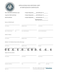 Document preview: Application for Certified Copy of Birth/Death Certificate - DeSoto Parish, Louisiana