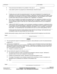 Form RI-CR084 Request for Probation Program Reinstatement - Self-represented Defendant - County of Riverside, California, Page 2