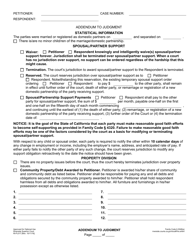 Form RI-FL017 Addendum to Judgment - County of Riverside, California, Page 3