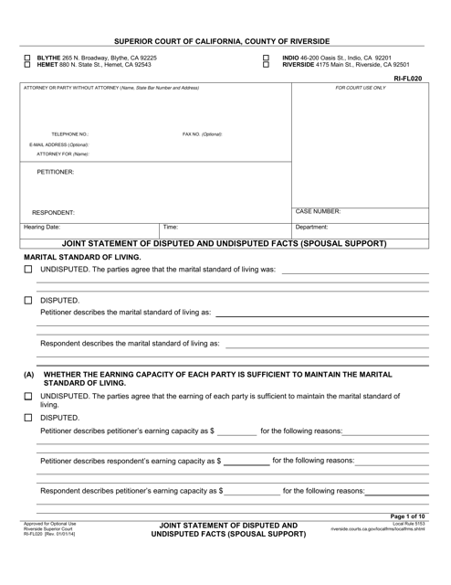 Form RI-FL020  Printable Pdf