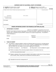 Form RI-FL069 Order Appointing Expert for Financial Matters - County of Riverside, California