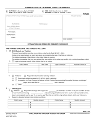 Form RI-FL038 Stipulation and Order on Request for Order - County of Riverside, California