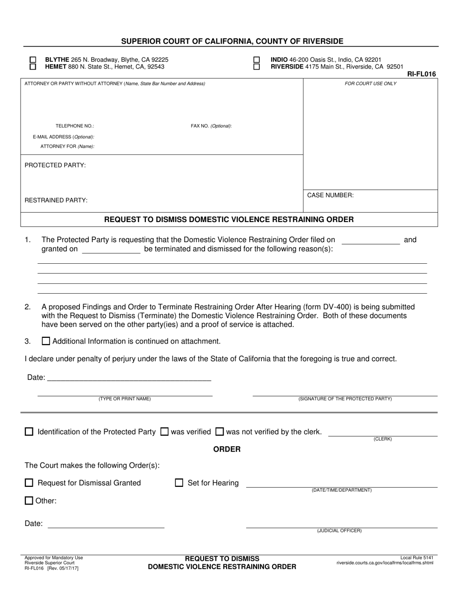 Form RI-FL016 - Fill Out, Sign Online and Download Fillable PDF, County ...