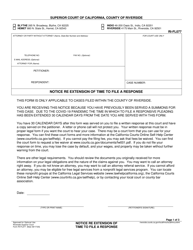 Document preview: Form RI-FL077 Notice Re Extension of Time to File a Response - County of Riverside, California (English/Spanish)