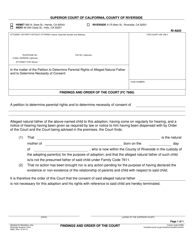 Document preview: Form RI-A820 Findings and Order of the Court (FC 7660) - County of Riverside, California