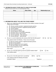 Form RI-FL024 Child Custody Recommending Counseling Intake Questionnaire - County of Riverside, California, Page 3