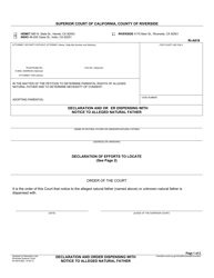 Document preview: Form RI-A818 Declaration and Order Dispensing With Notice to Alleged Natural Father - County of Riverside, California