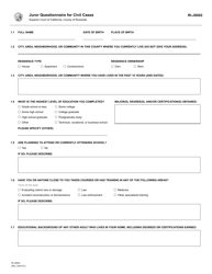 Document preview: Form RI-JS002 Juror Questionnaire for Civil Cases - County of Riverside, California