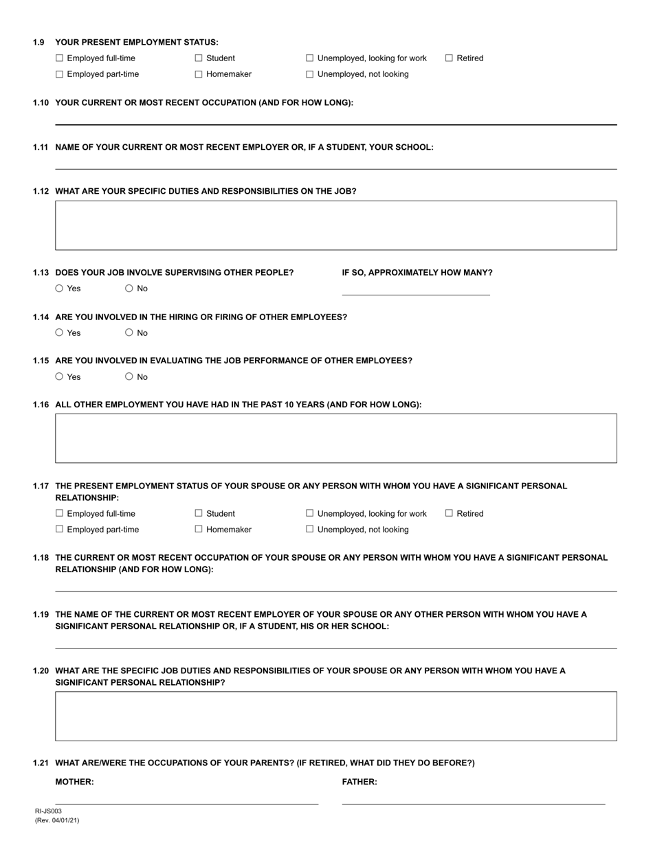 Form RI-JS003 - Fill Out, Sign Online and Download Printable PDF ...