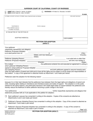 Document preview: Form RI-A804 Petition for Adoption (Adult) - County of Riverside, California