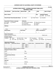Form RI-JV026 Juvenile Drug Court Referral Form - County of Riverside, California