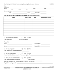 Form RI-FL070 Minor Marriage Child Custody Recommending Counseling Intake Questionnaire - County of Riverside, California, Page 2