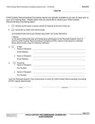 Form RI-FL070 Minor Marriage Child Custody Recommending Counseling Intake Questionnaire - County of Riverside, California, Page 5