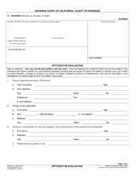 Document preview: Form RI-PR064 Petition for Evaluation - County of Riverside, California