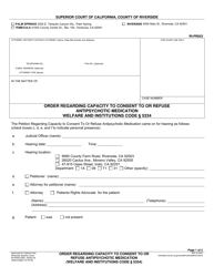 Form RI-PR053 Order Regarding Capacity to Consent to or Refuse Antipsychotic Medication - County of Riverside, California